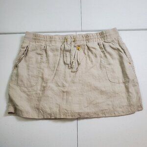 Company Ellen Tracy Skort Linen Khaki Beige Pockets Drawstring Women's Size XXL.